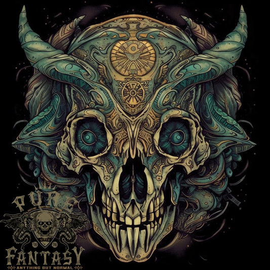 A Mystical Bull Skull Demonic Evil Fantasy Mens Light Cotton T-Shirt
