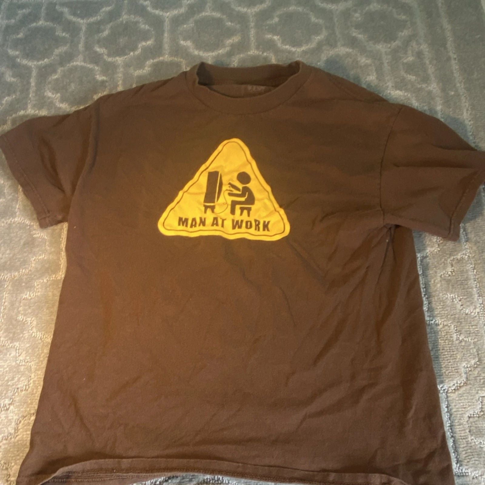 Graphic Oversized  T-Shirt Brown Knit Crew Neck Short Sleeve Adults Teens
