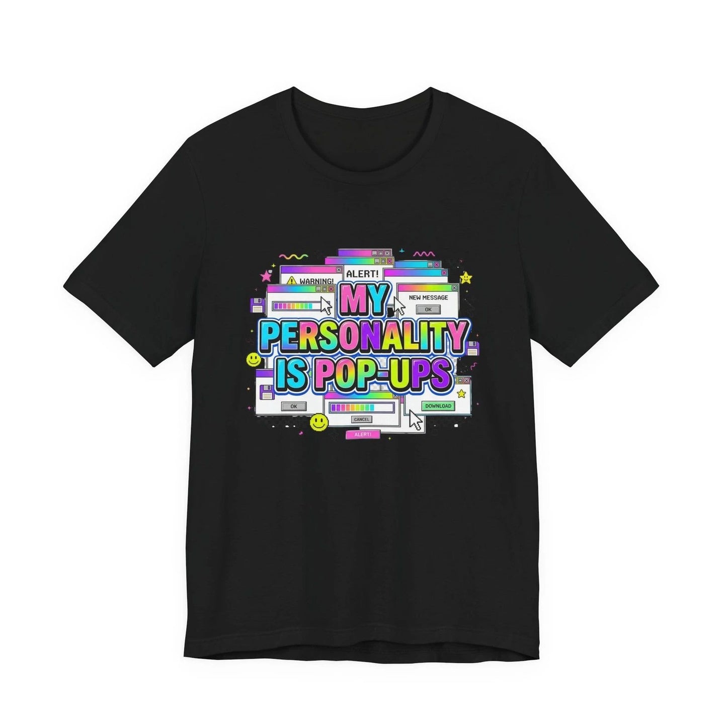 Retro Computer Pop Up T-Shirt Y2K Aesthetic 90s Web Design Tee Sarcastic Graphic
