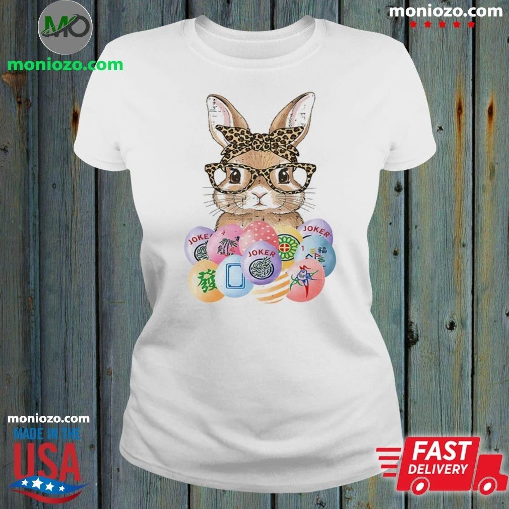 Easter Bunny Glasses Bandana Leopard Rabbit Shirt