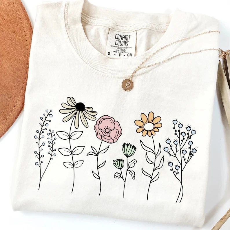 Daisy Comfort Tee Boho Floral Shirt Flower Graphic T-Shirt Gift