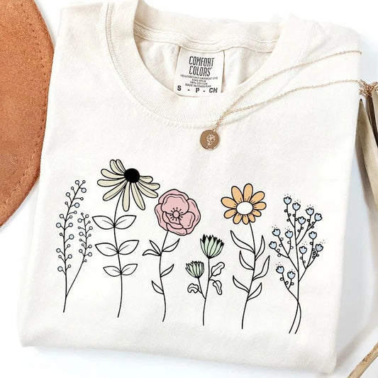 Daisy Comfort Tee Boho Floral Shirt Flower Graphic T-Shirt Gift