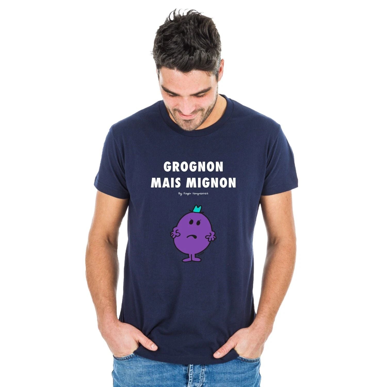 Men's Short Sleeve T-Shirt Grognon But Cute 2 Navy Blue