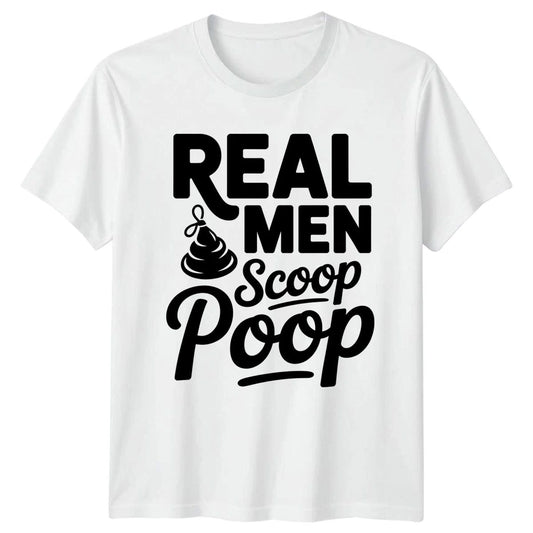 Real Men Scoop Poop Mens T-Shirt Golden Retriever Dad Dogs Fathers Day Gift