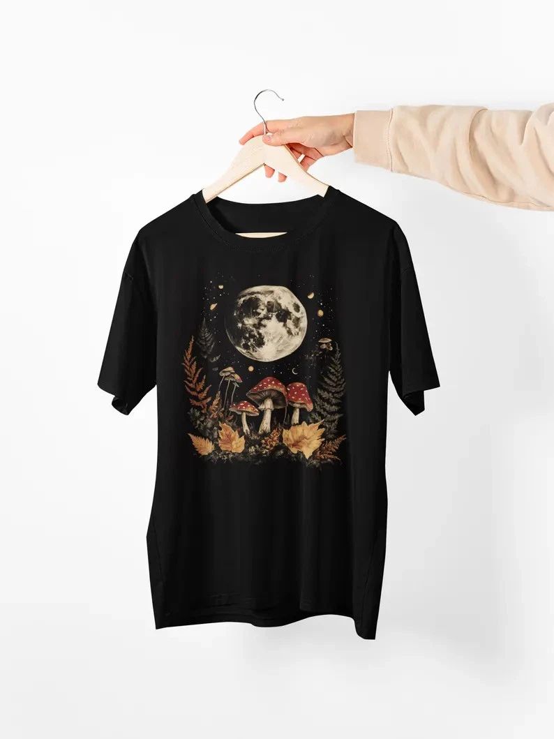 Boho Lunar Moon Mushrooms Comfort Tee