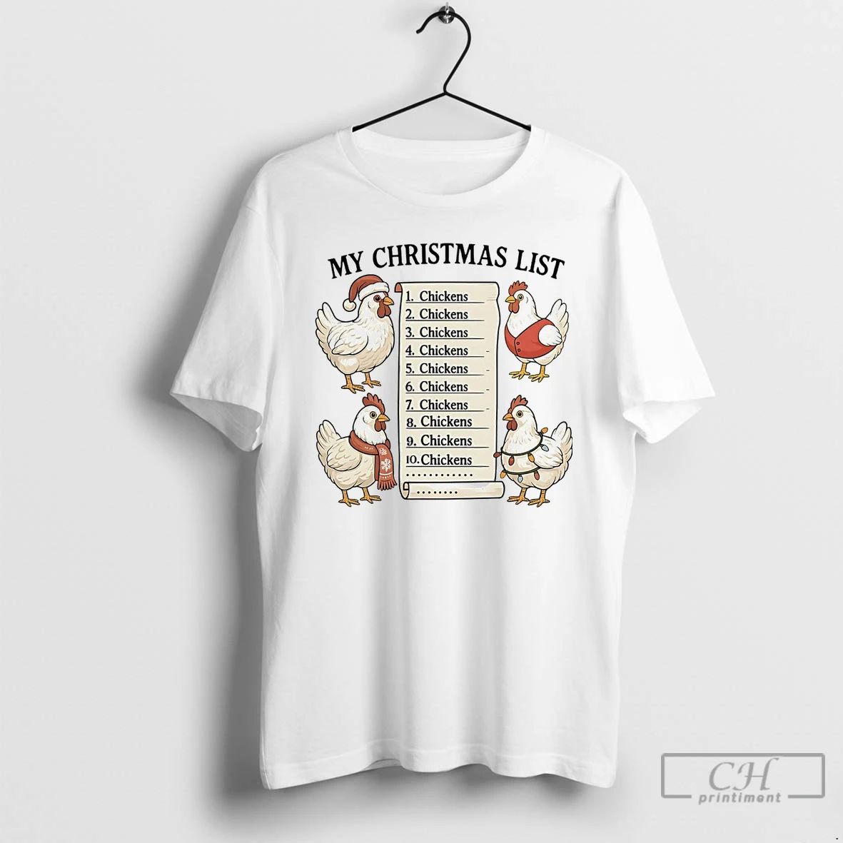 Premium My Christmas List Chickens T Shirts