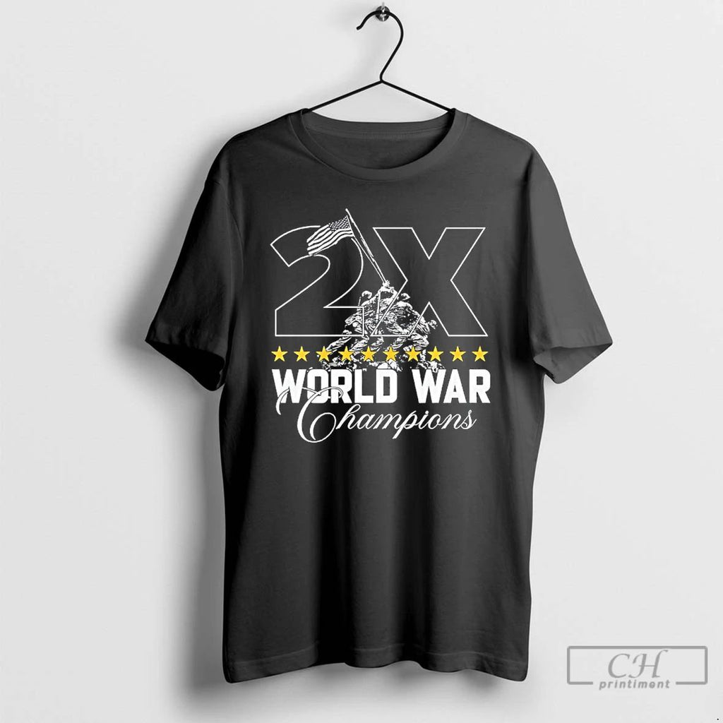 Classic 2x World War Champions Patriotic T Shirts
