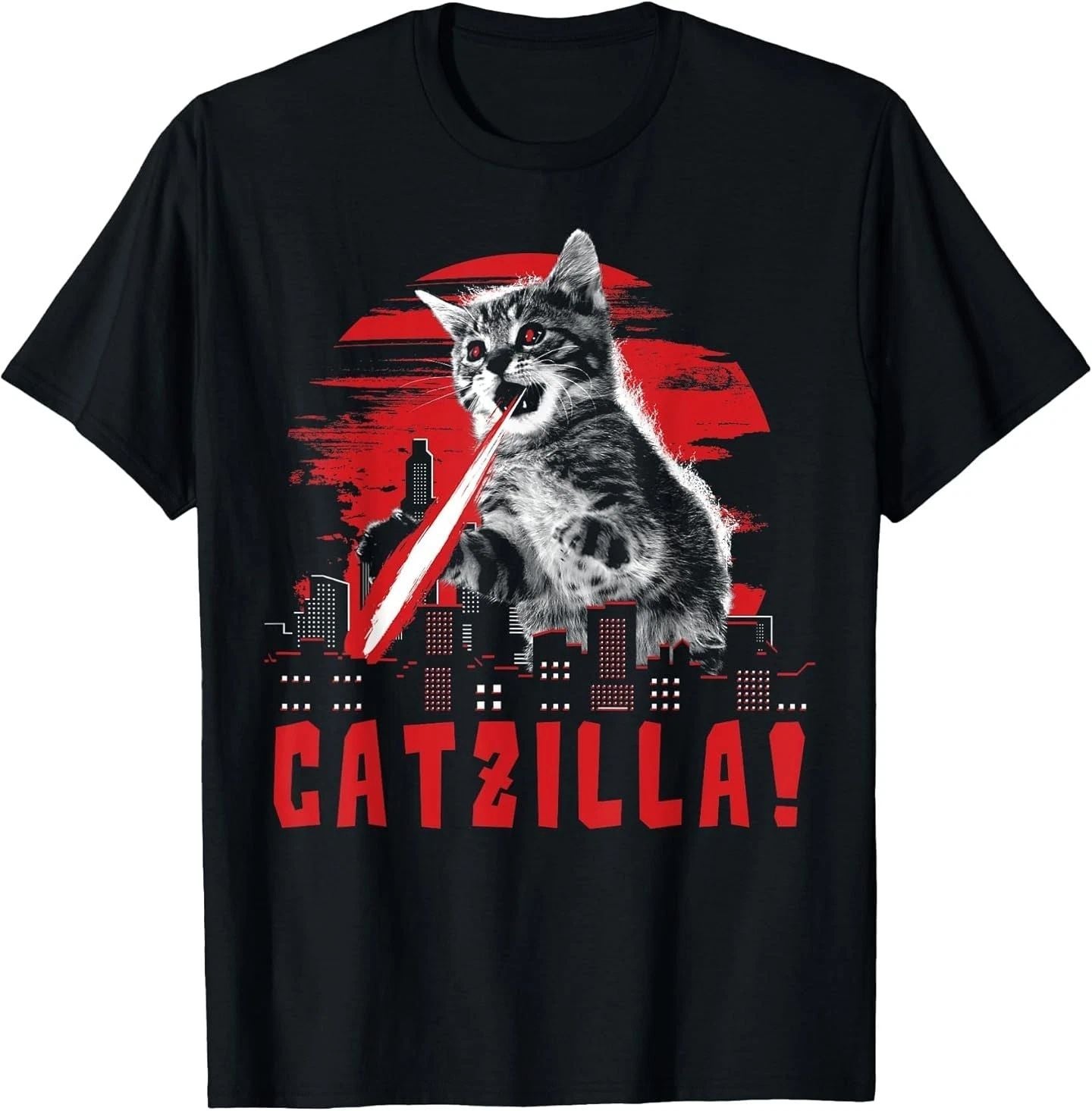Beware Catzilla Laser Cat T-Shirt