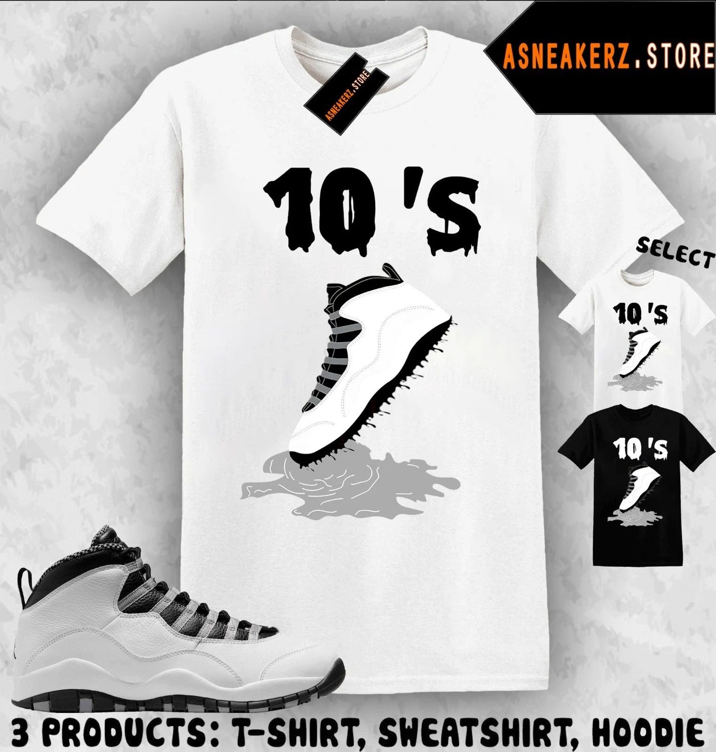 Tee Shirt Matching AJ 10 OG Steel 2025 Match Sneaker Shoe Dripping 10s T-Shirt