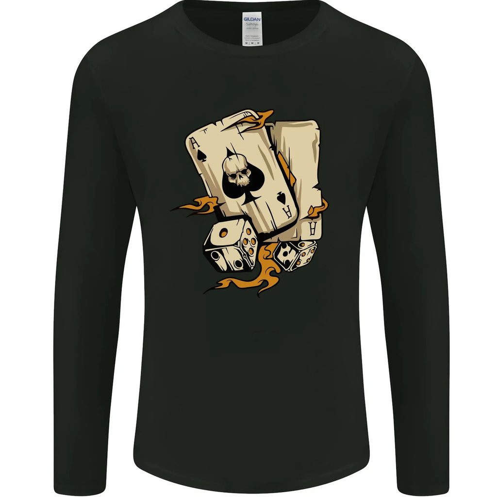 Skull Ace of Spades Heavy Metal Rock Music Mens Long Sleeve T-Shirt