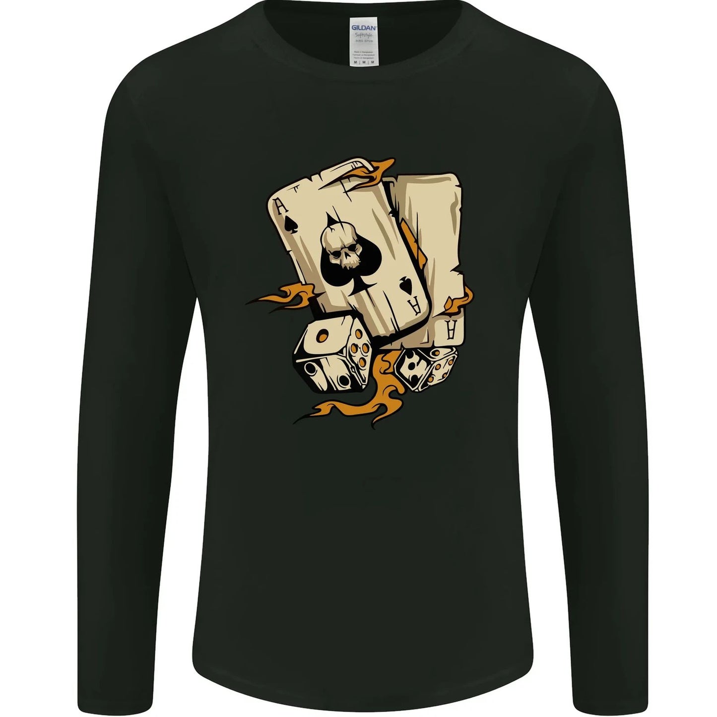 Skull Ace of Spades Heavy Metal Rock Music Mens Long Sleeve T-Shirt