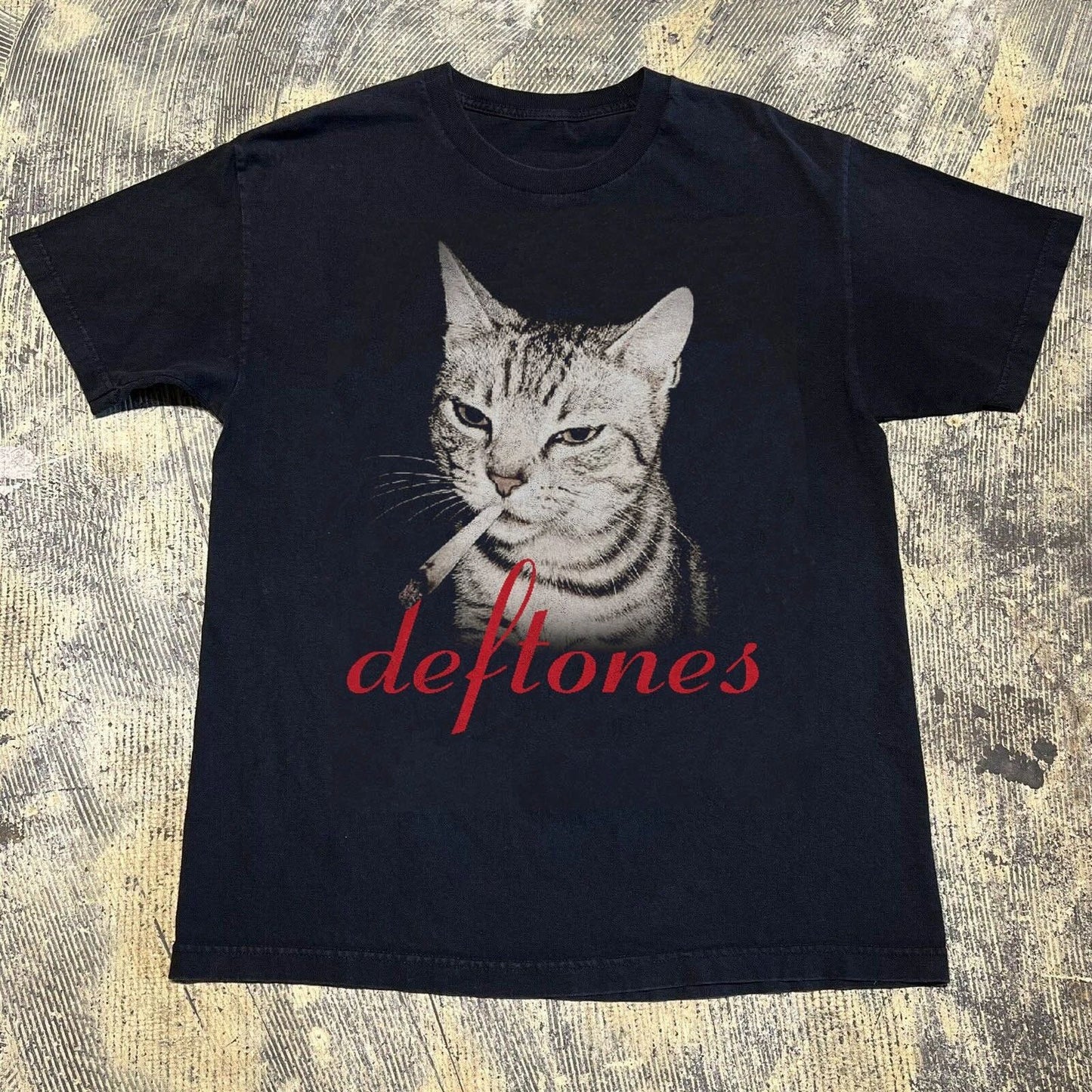 Deftones Cat Smoking, Funny Cat Unisex Black T-shirt, Sizes S-5XL