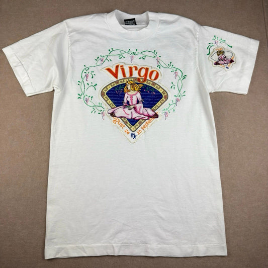 Vintage Virgo Zodiac Astrology Horoscope T Shirt Mens M White 90s Made USA