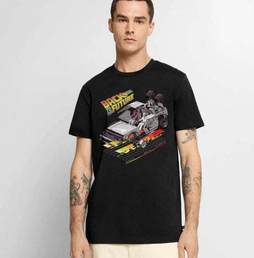 Back To The Future Delorean Composition on Men's Premium T-Shirt
