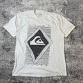Quiksilver Mens Graphic T-Shirt Cream Off White Wave Logo Surf Skate Size Large
