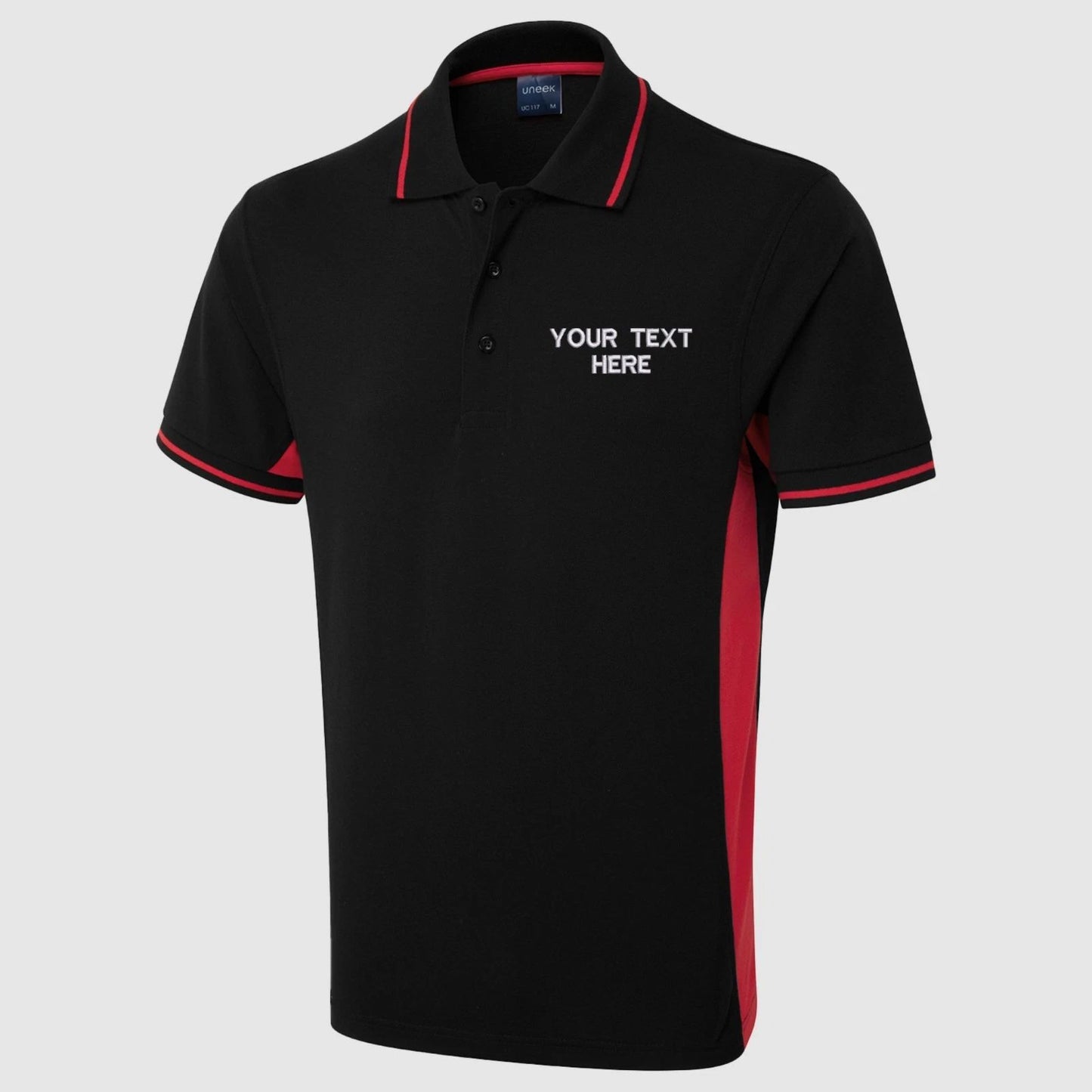 Personalised Embroidered Two Tone Contrast Polo Shirt Your Text Here Sports Top