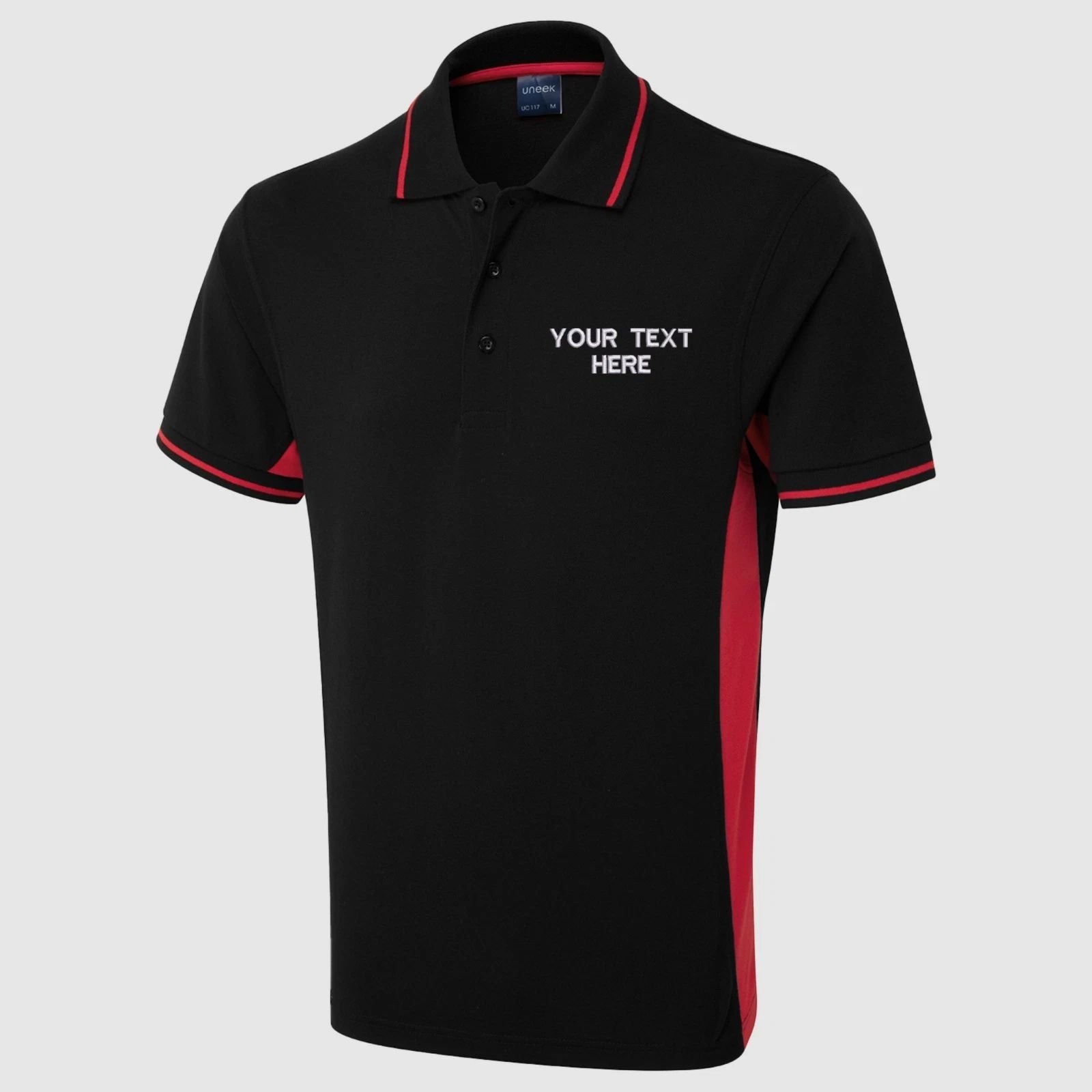 Personalised Embroidered Two Tone Contrast Polo Shirt Your Text Here Sports Top
