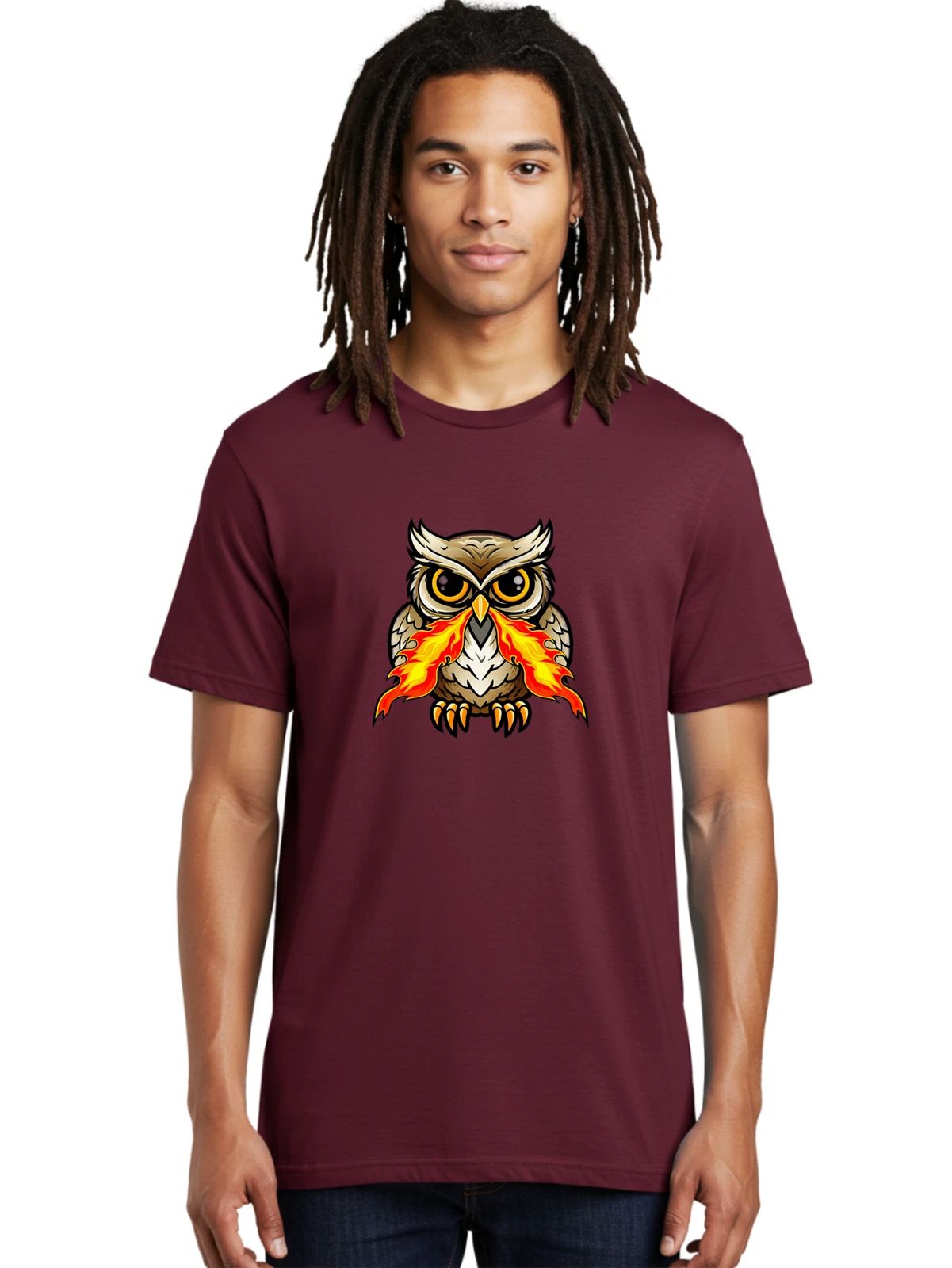 Flaming-Owl Mens Graphic Tee, 100% Cotton, Casual Summer Wear