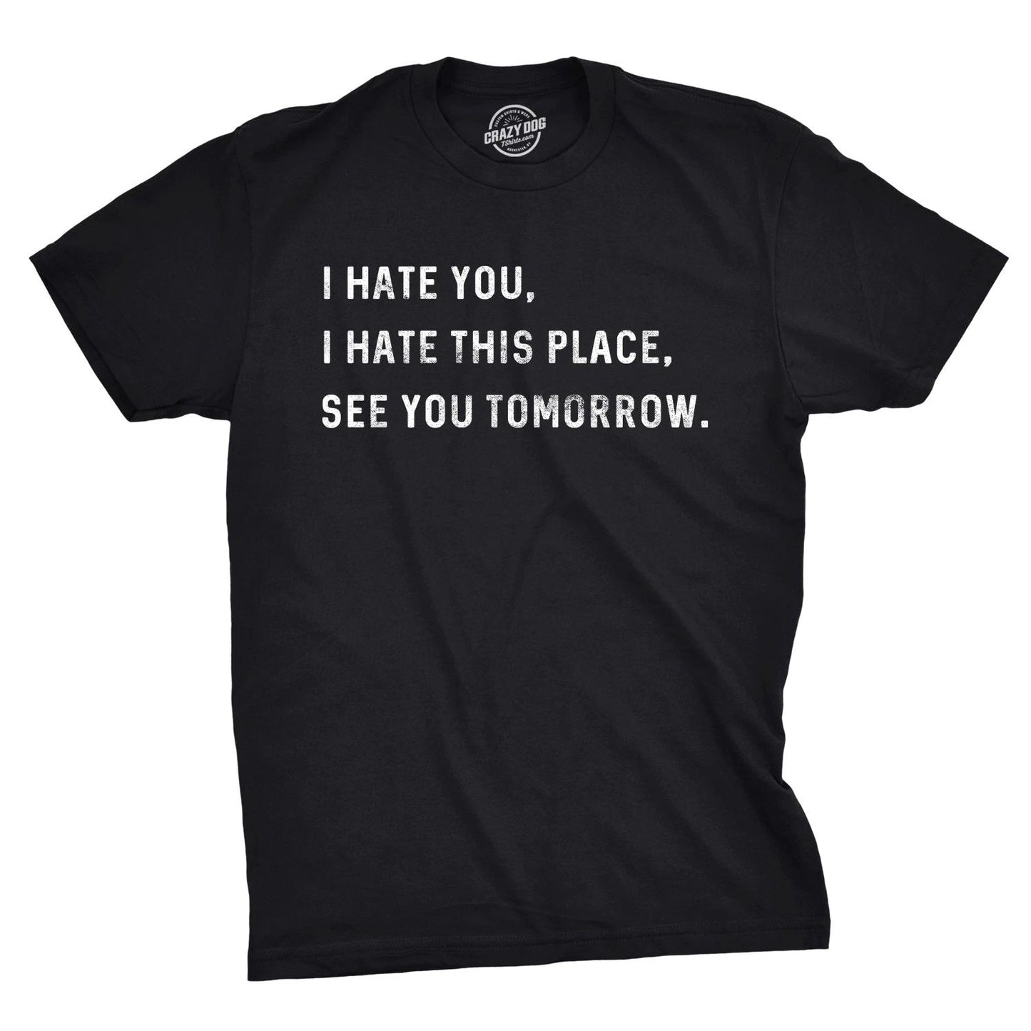 Mens I Hate You I Hate This Place See You Tomorrow T Shirt Funny Sarcastic Tee