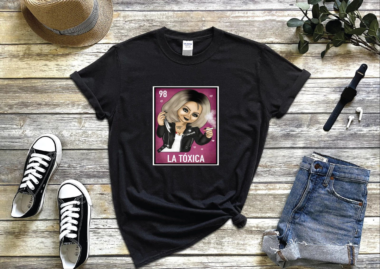 La Toxica Chucky's Bride Funny Mexican Loteria T-shirt, Perfect Gift