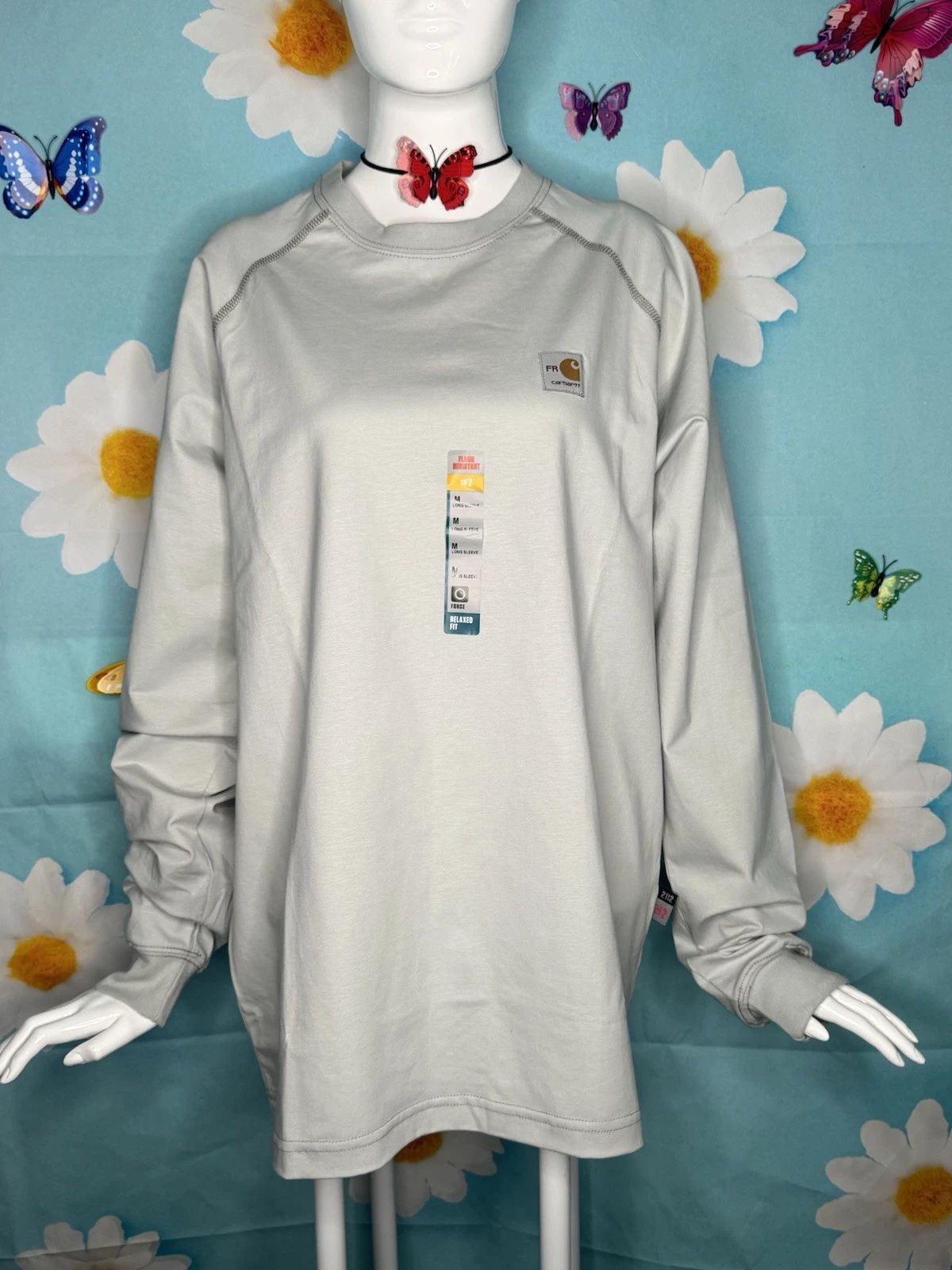 Carhartt FR  2112 Cat 2 Flame Resistant Long Sleeve Tee Shirt SZ M GRAY NWI