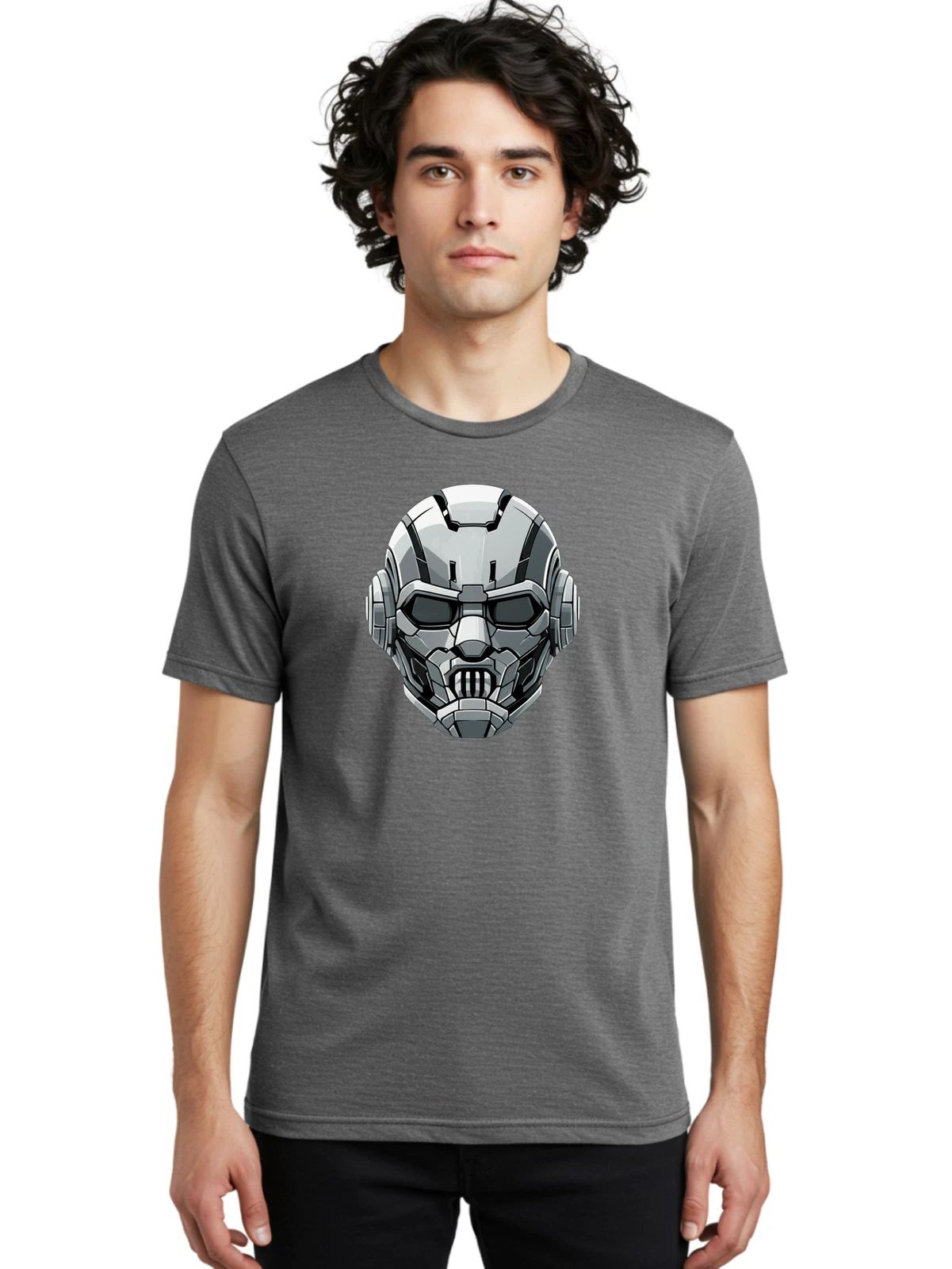Robot-Head-4 Mens Graphic Tee, 100% Cotton, Casual Summer Wear