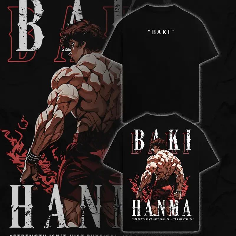 Baki Hanma Pump Cover Gym Graphic Tee Dark Anime Streetwear T-Shirt