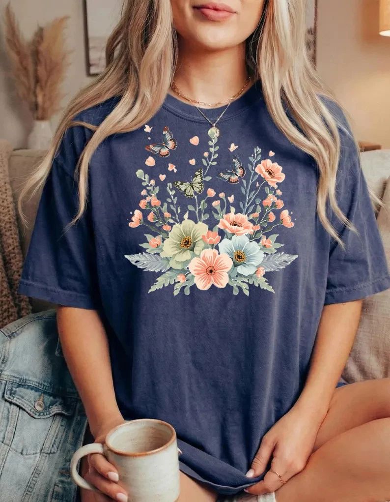 Wildflower Butterfly Aesthetic Comfort Tee