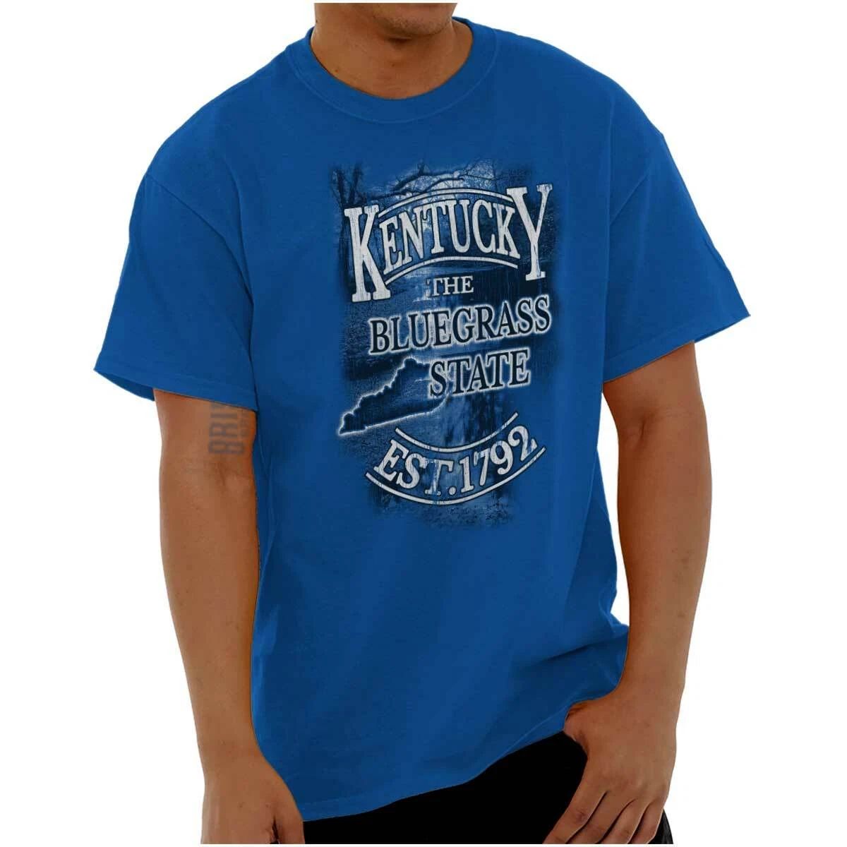 Kentucky Bluegrass State 1792 Map Tourist KY Adult Short Sleeve Crewneck Tee