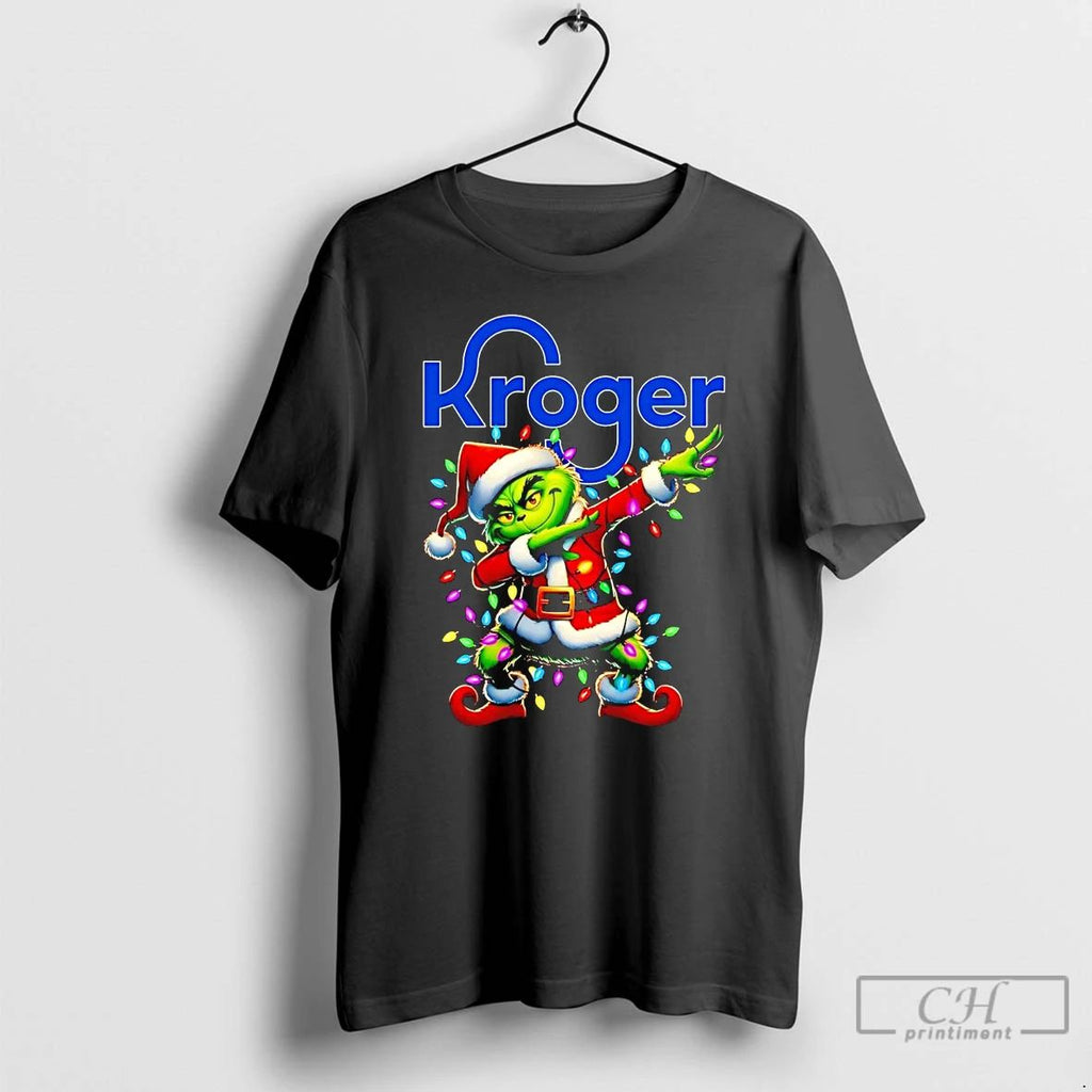 Classic Santa Grinch Dabbing Kroger Christmas Light T Shirts