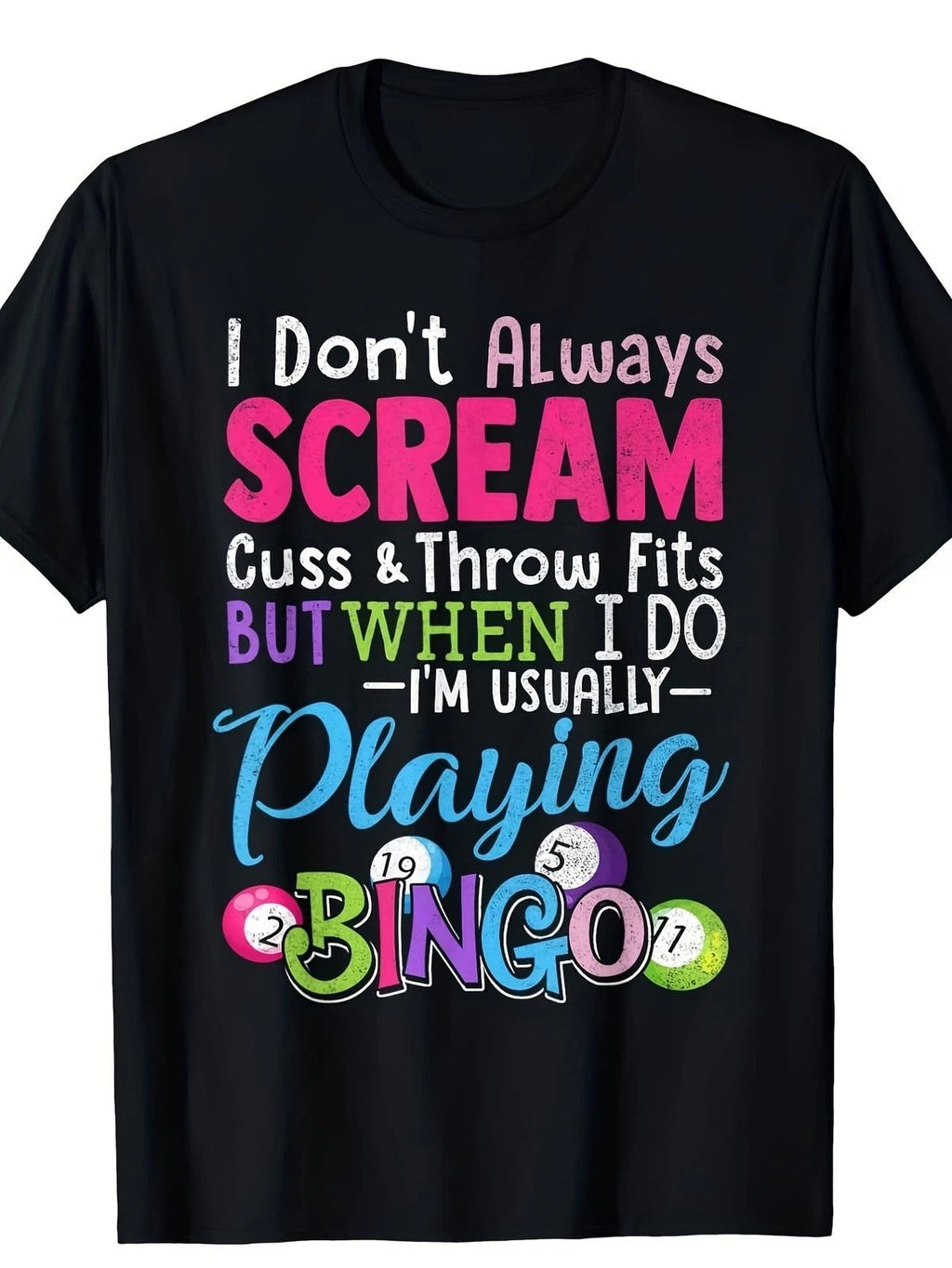 Men's Funny Bingo Night Out T Shirt Retro Bingo Ball & Lettering Graphic Print