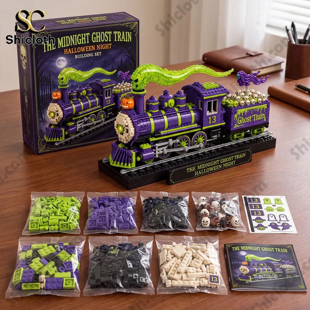 The Midnight Ghost Train Halloween Night Building Brick Set