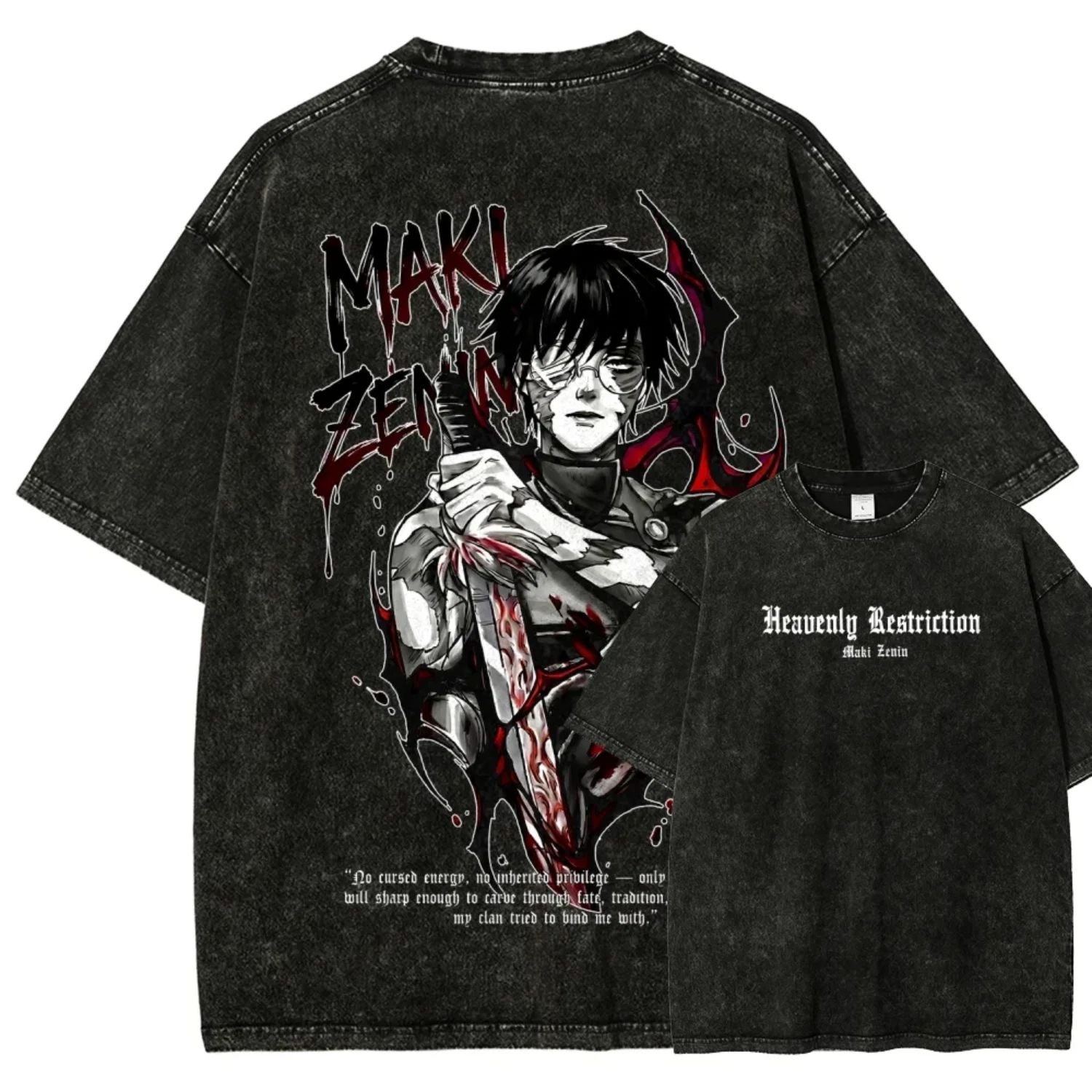 Jujutsu Kaisen Maki Zenin T-Shirt Heavenly Restriction Vintage Wash Anime Tee