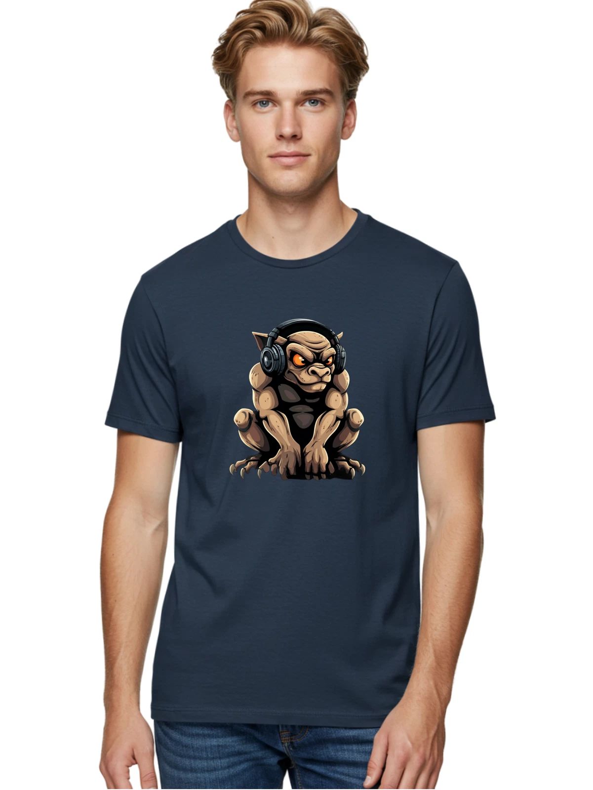 Goblin-Headphones Mens Graphic Tee, 100% Cotton, Casual Summer Wear