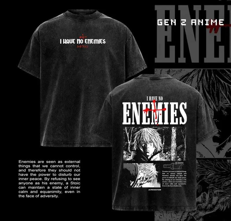 No Enemies Thorfinn Vinland Saga Shirt Anime Dark Anime Streetwear T-Shirt
