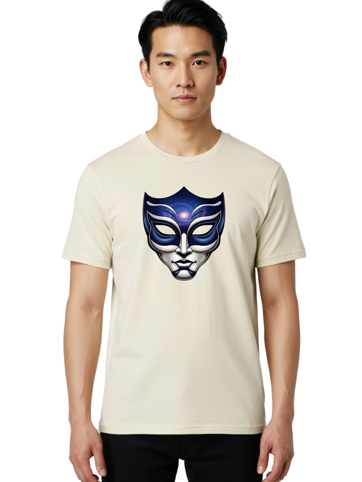 Galactic-Mask Mens Graphic Tee, 100% Cotton, Casual Summer Wear