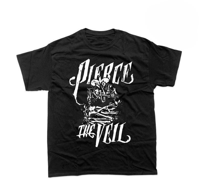 Pierce The Veil Shirt Skeleton Graphic Tee Post Hardcore Emo Retro Black T-Shirt