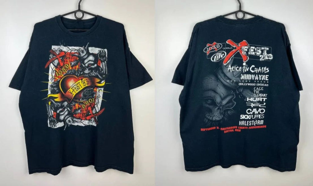 2009 X-Fest Alice In Chains Vintage Band T-shirt Graphic Concert Tee USA S-5XL