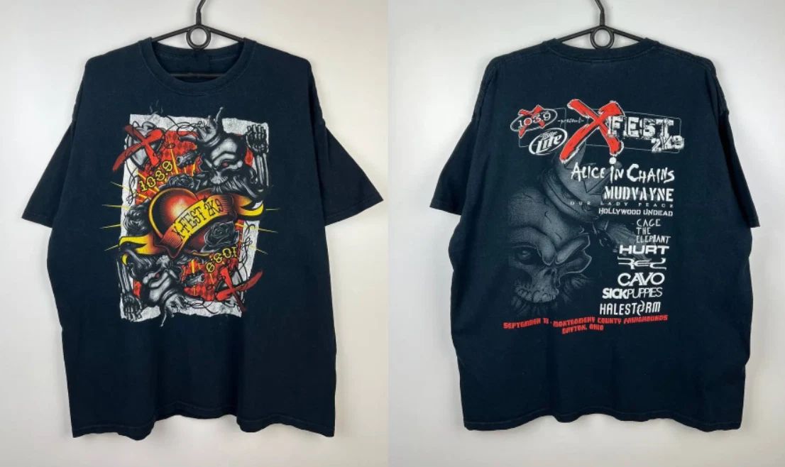 2009 X-Fest Alice In Chains Vintage Band T-shirt Graphic Concert Tee USA S-5XL