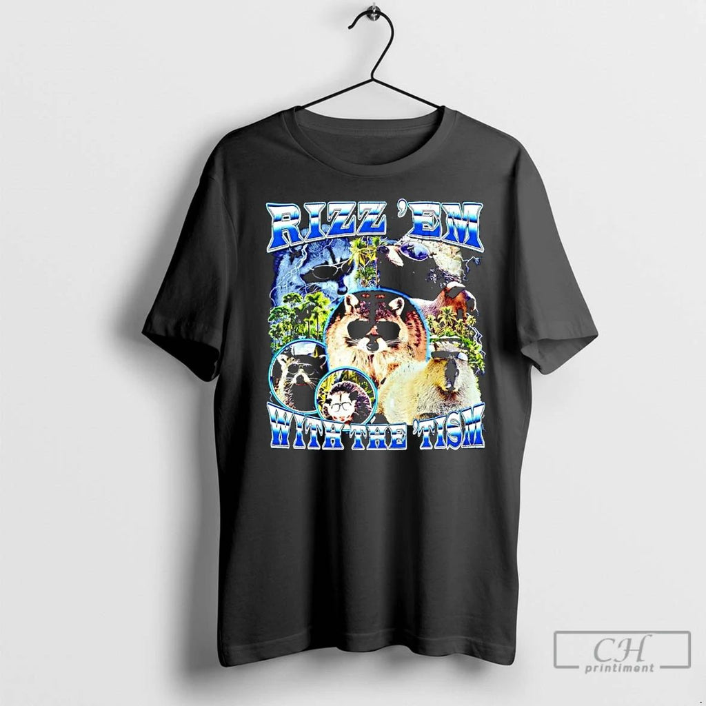 Premium Rizz Em With The Tism Raccoons Capybara Opossum Sunglasses Graphic