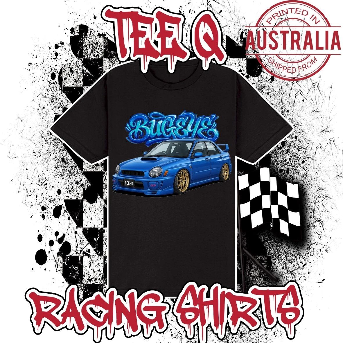 Subaru WRX Bugeye Graffiti Series ~ Black Gildan Cotton Tee JDM