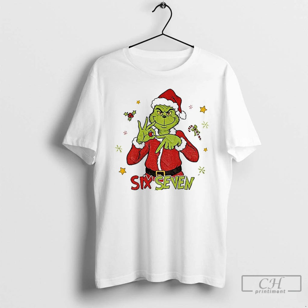 Classic Grinch Santa Six Seven 6 7 Meme Funny Christmas T Shirts