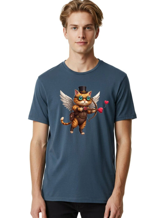 Cupid-Cat-2 Mens Graphic Tee, 100% Cotton, Casual Summer Wear