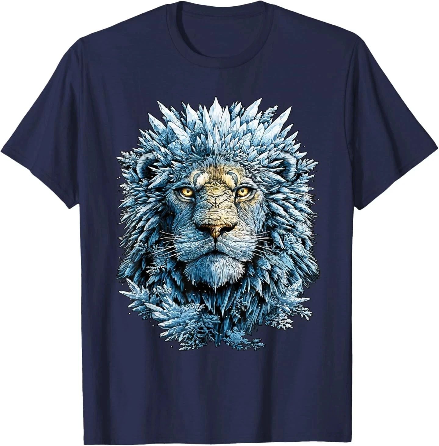 Frost Lion with Ice Fantasy Animal Snow Season Cold Winter T-Shirt