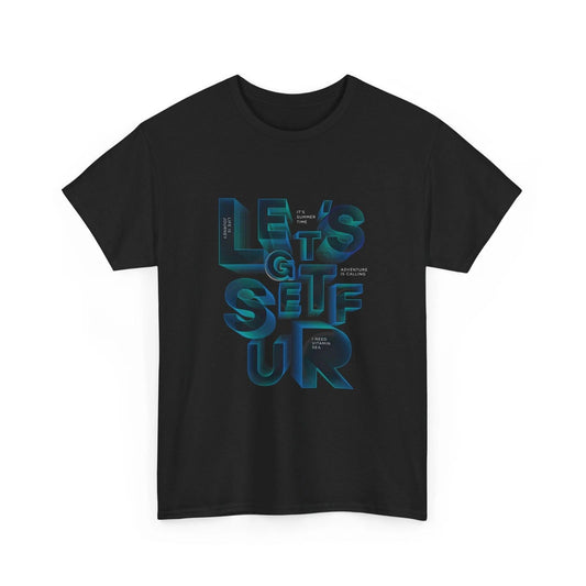 Let’s Get Surf Tee | Surf Typography, Blue Gradient, Cool 3D T-Shirt, Cotton Tee