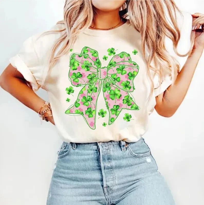 Coquette Shamrock St Patrick’s Day Shirt Soft Aesthetic