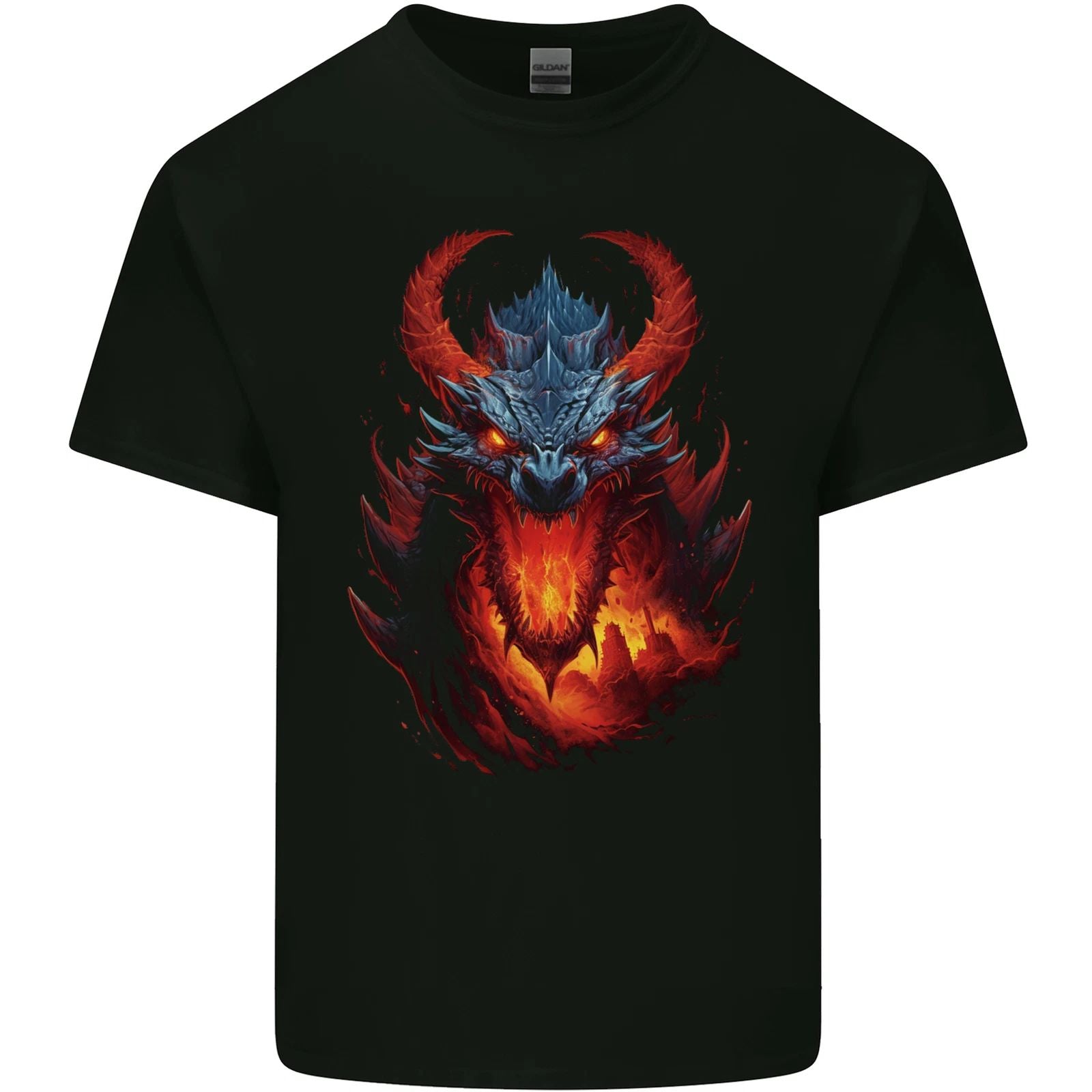 Fantasy Fire Dragon 2 Mens Cotton T-Shirt Tee Top