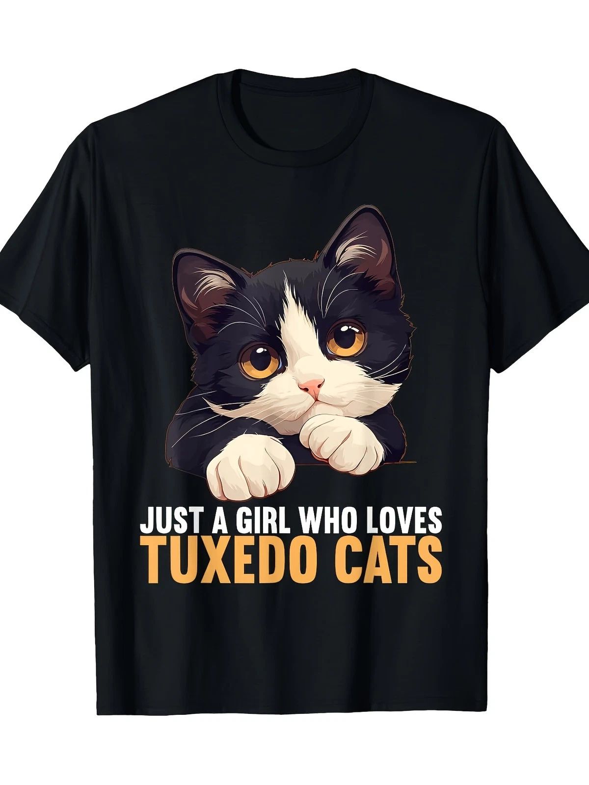 Women'S Just A Who Likes Tuxedo Cats Graphic T-Shirt - 100% Soft Casual Short