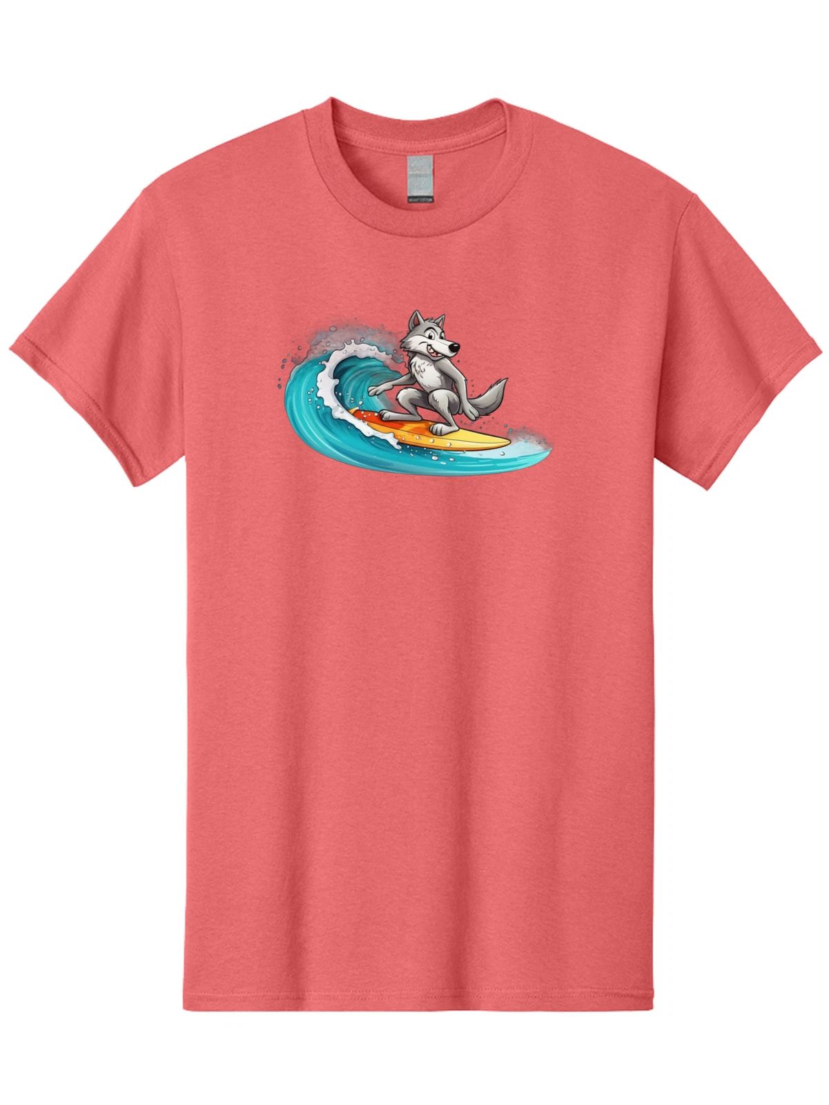 Surfing-Wolf-6 Mens Graphic Tee, 100% Cotton, Casual Summer Wear