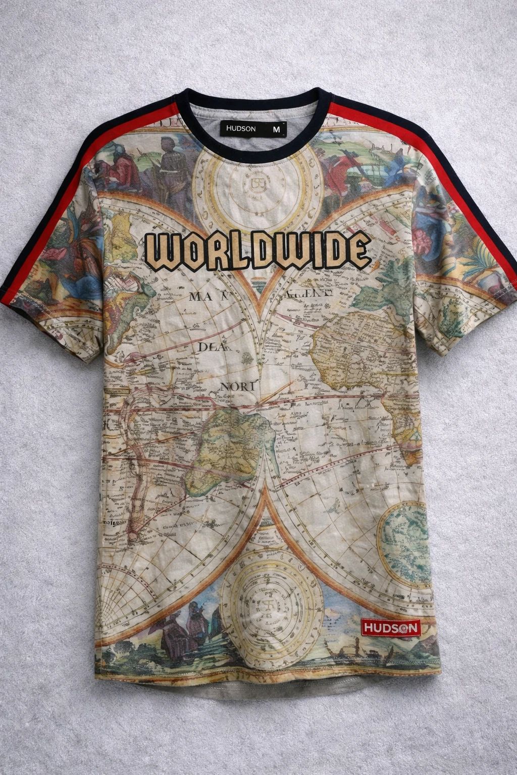 Hudson Atlas Map Graphic Tee Medium Y2K Travel Streetwear
